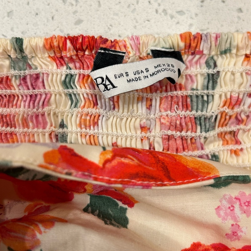 Zara “The Caroline” Floral Puff Sleeve Mini Dress Cottagecore Sz S - Picture 8 of 8